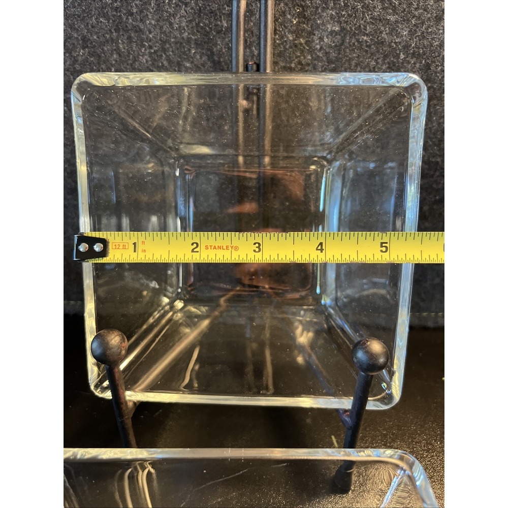 Pair Clear Glass Square Bowl Candy Dish Dessert Trinket Holder - Picture 4 of 7